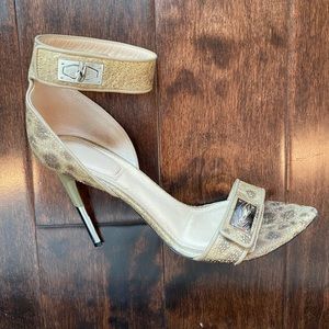 Givenchy Animal Print Silver Claw Sandal Ankle Strap Heel